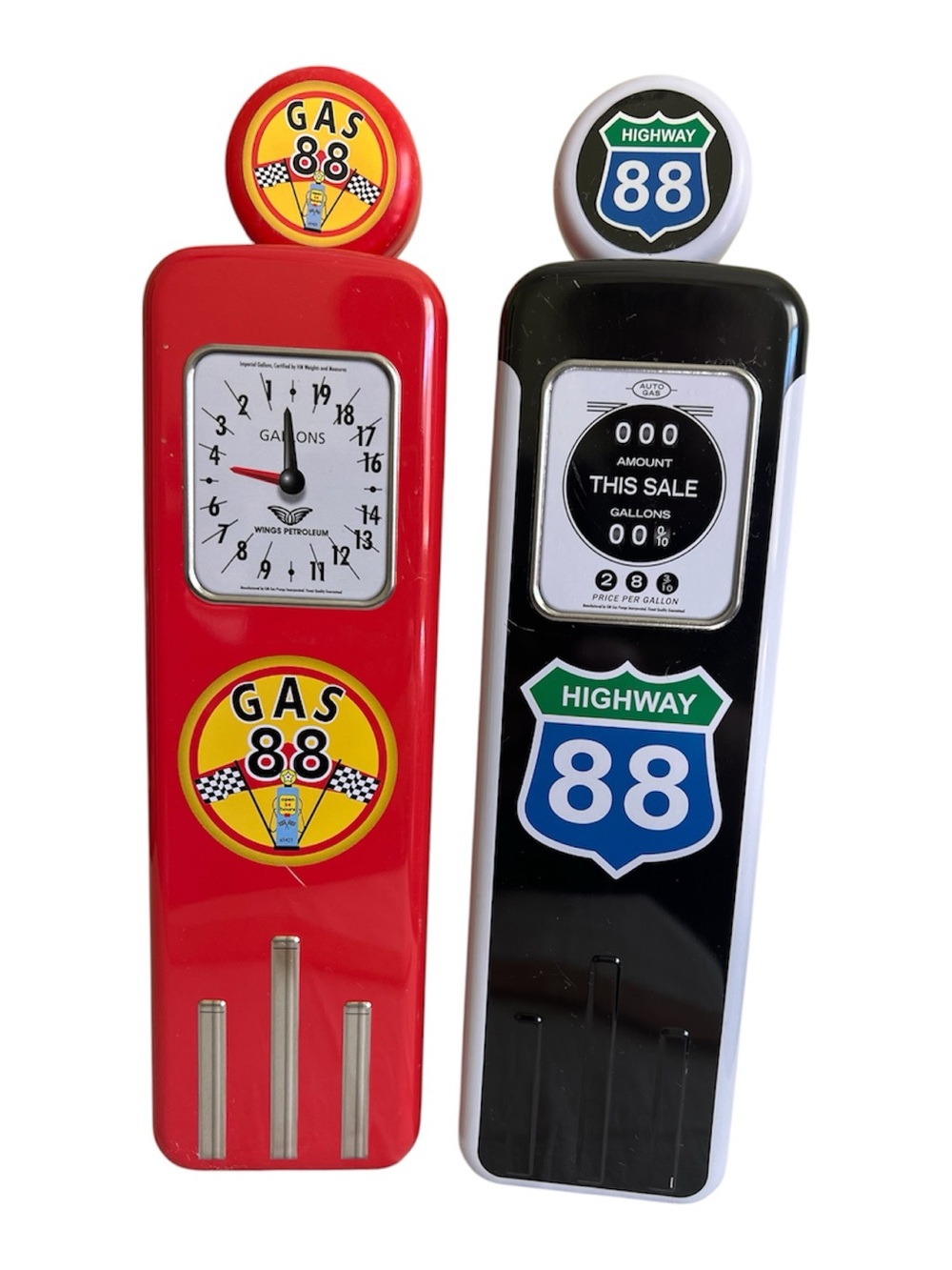 88 Gas Pump embossed Tin Canister Vintage Collectible bundle of 2